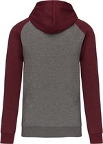 Tweekleurige hoodie met rits en capuchon 'Proact' Grey Heather/Wine - XL
