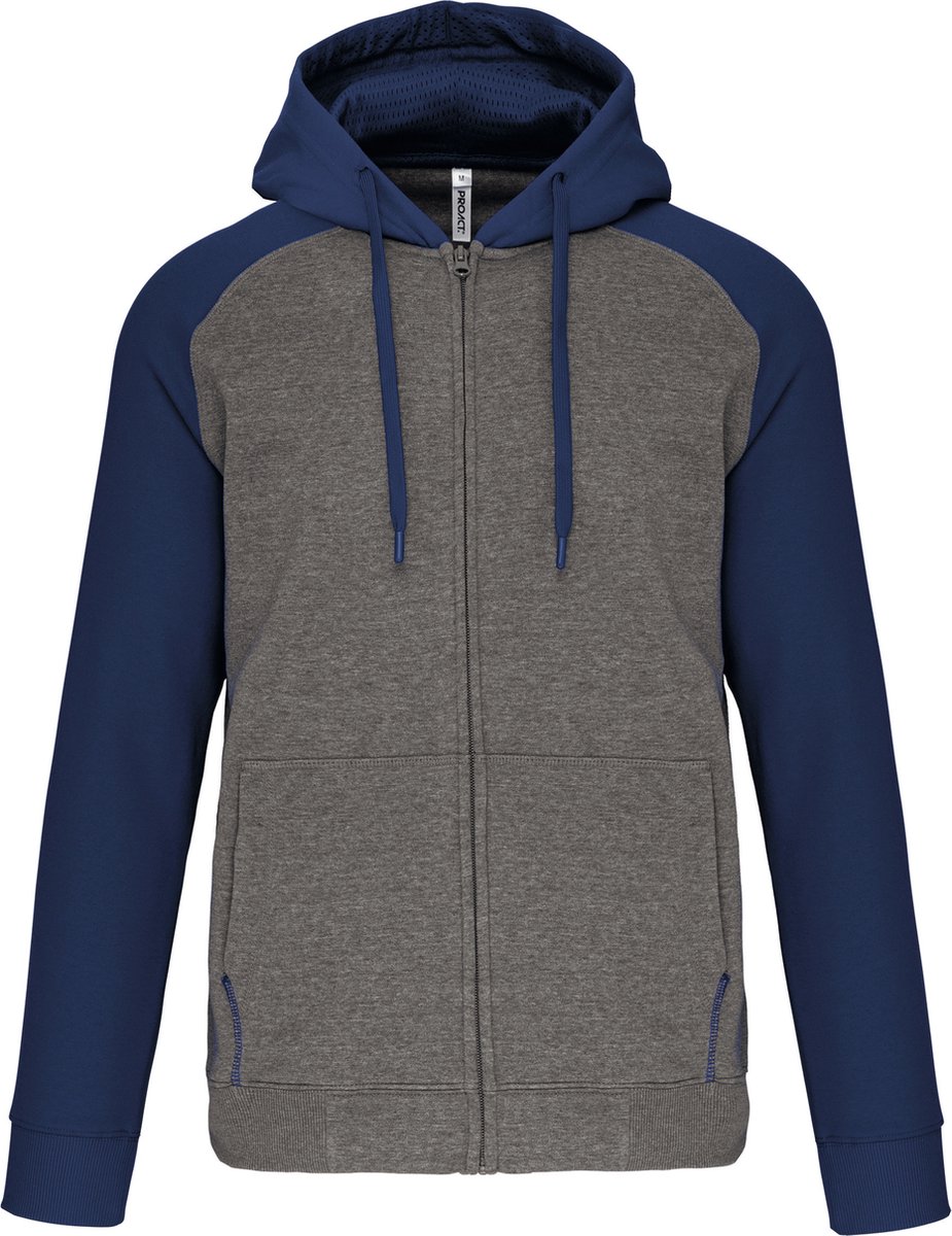 Tweekleurige hoodie met rits en capuchon ‘Proact’ Heather Marineblauw