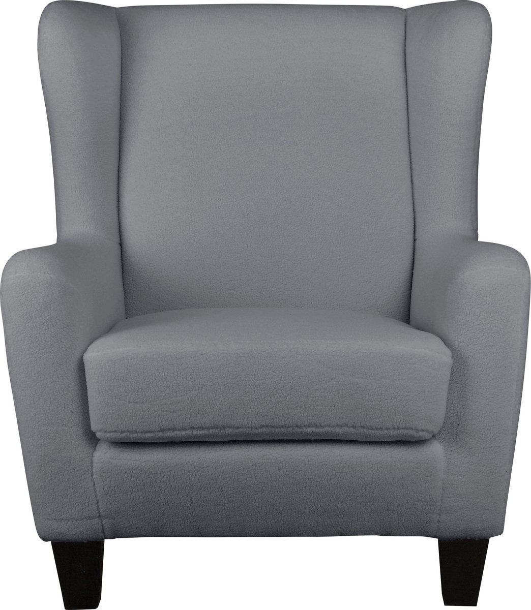 Notio Living Zhili-Gestoffeerde Accent Stoel met Kruk in Teddy Stof Grijs