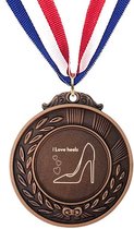 Akyol - ik hou van hakken medaille bronskleuring - Moeder - leuk kado voor iemand die van hakken houd - hakken - schoenen