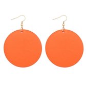 Zilveren -oranje -hout- oorbellen -5 cm- goudkleurig-Charme Bijoux