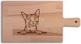 Serveerplank Katten Abessijn - Alle katten - Hapjesplank - Borrelplank hout - Kaasplank - Verjaardag - Jubilea - Housewarming - Cadeau voor vrouw - Cadeau voor man - Keuken - 36x19cm - WoodWideGifts
