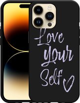 Cazy Hoesje Zwart geschikt voor iPhone 14 Pro Max Love Yourself