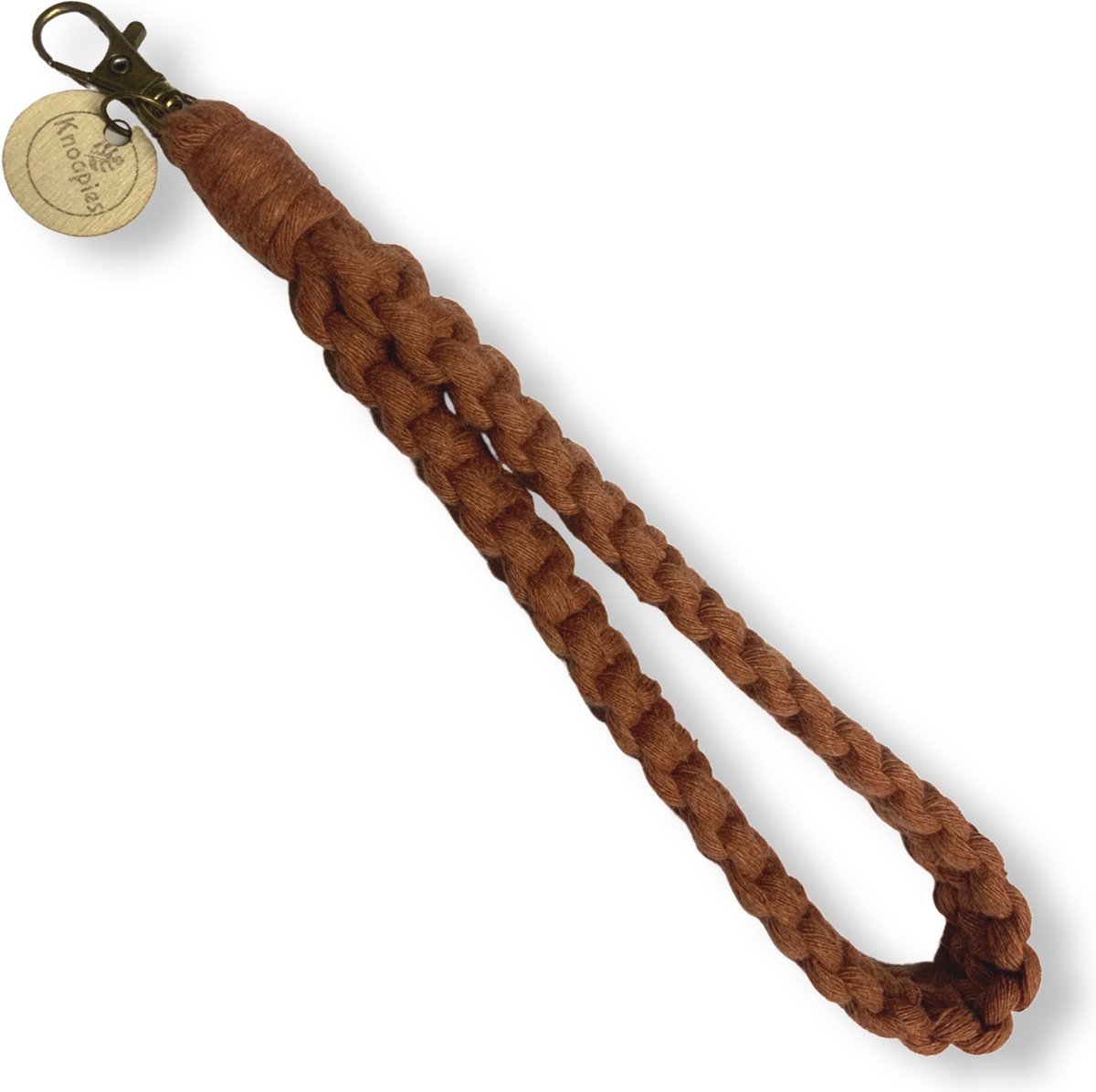 Macramé Pols Keycord - Squared - Rood/Roestbruin - Katoenkoord - Prijs per Stuk - Inclusief Verzendkosten