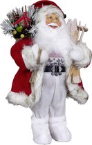 Kerstman decoratie pop - Maarten - H45 cm - rood - staand - kerst beeld - kerst figuur
