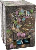 Svenska Living lichtsnoeren - set 2x- 20 gekleurde kerstballen -warm wit -120 cm
