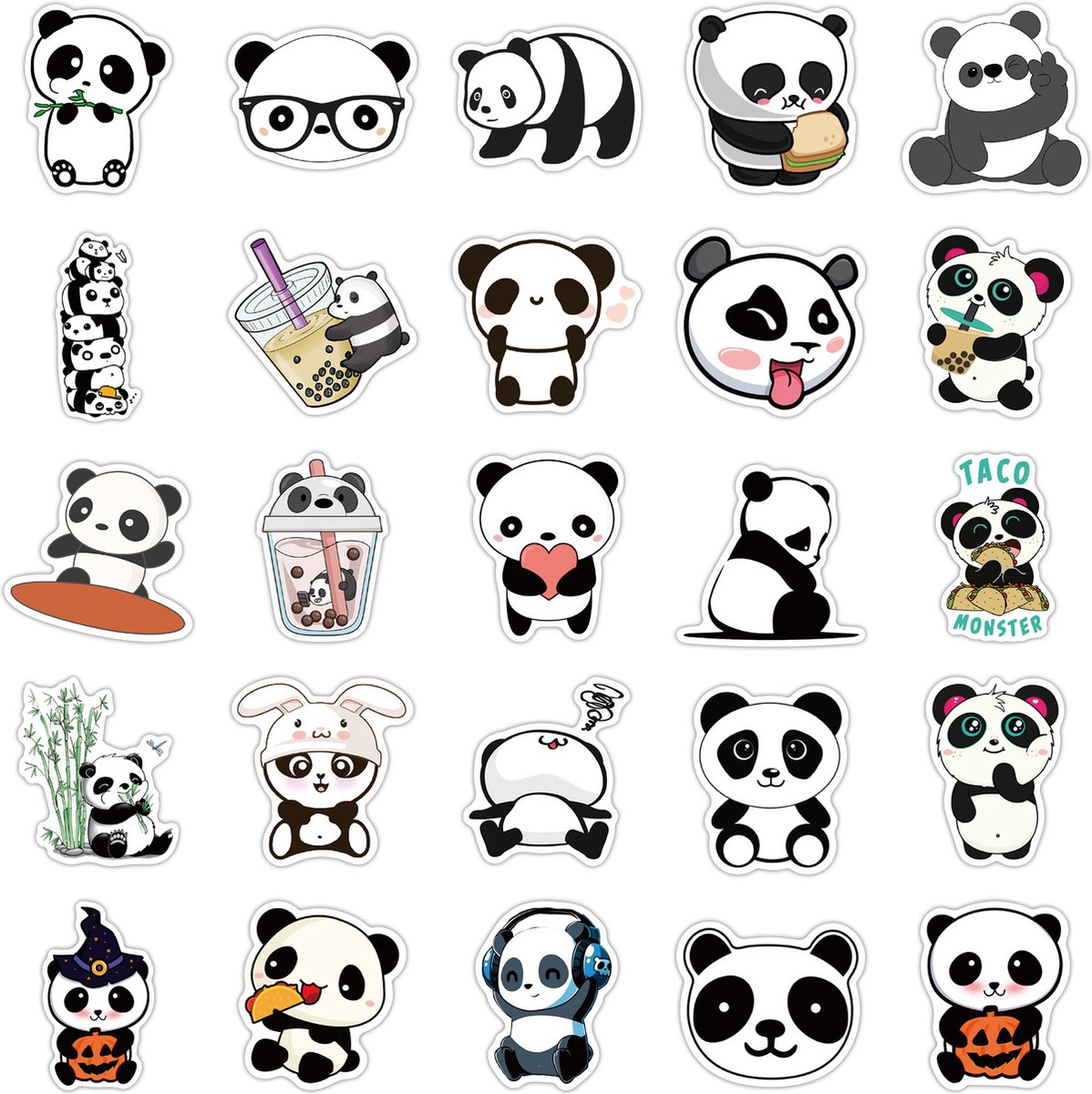 Panda Stickers 50 Stuks | Grappige Dieren Stickers | Lieve Panda Beer | Humoristische Laptop Stickers | Leuke Stickers voor Kinderen en Volwassenen | Stickervellen | Plakstickers | Koffer en Reis Stickers | Stickers voor Bullet Journal en Planner — afbeelding 2