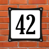 Namengigant Huisnummerbord Emaille-Look - Nummer 42 - Standaard - 10 x 10 cm | incl. schroeven