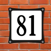 Namengigant Huisnummerbord Emaille-Look - Nummer 81 - Standaard - 10 x 10 cm | incl. schroeven