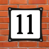 Namengigant Huisnummerbord Emaille-Look - Nummer 11 - Standaard - 10 x 10 cm | incl. schroeven