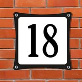Namengigant Huisnummerbord Emaille-Look - Nummer 18 - Standaard - 10 x 10 cm | incl. schroeven