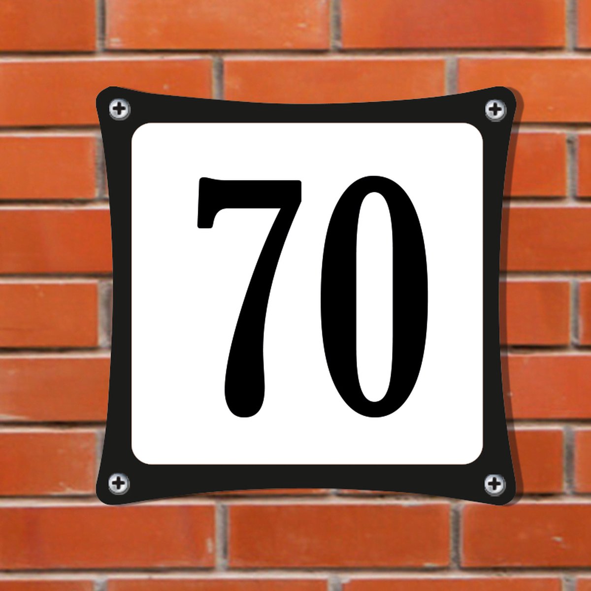 Namengigant Huisnummerbord Emaille-Look - Nummer 70 - Standaard - 10 x 10 cm | incl. schroeven