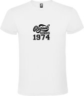Wit T-Shirt met “Original Sinds 1974 “ Afbeelding Zwart Size L