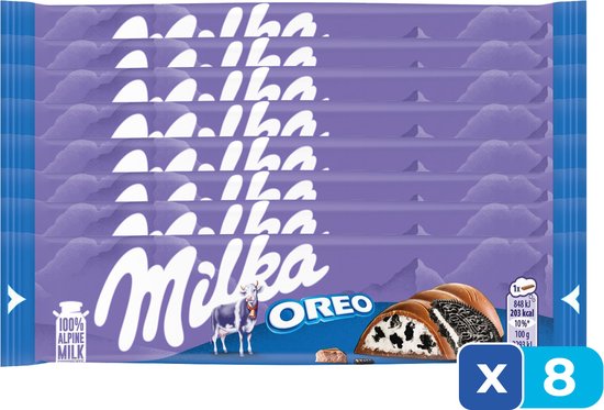 Milka Oreo Bar - 8 Stuks - Candybar - Reep - Chocolade - Voordeelverpakking