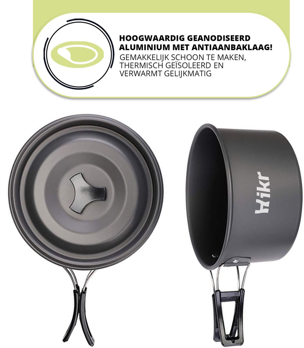 Hikr® Camping Pannenset Premium complete 22delige kookset