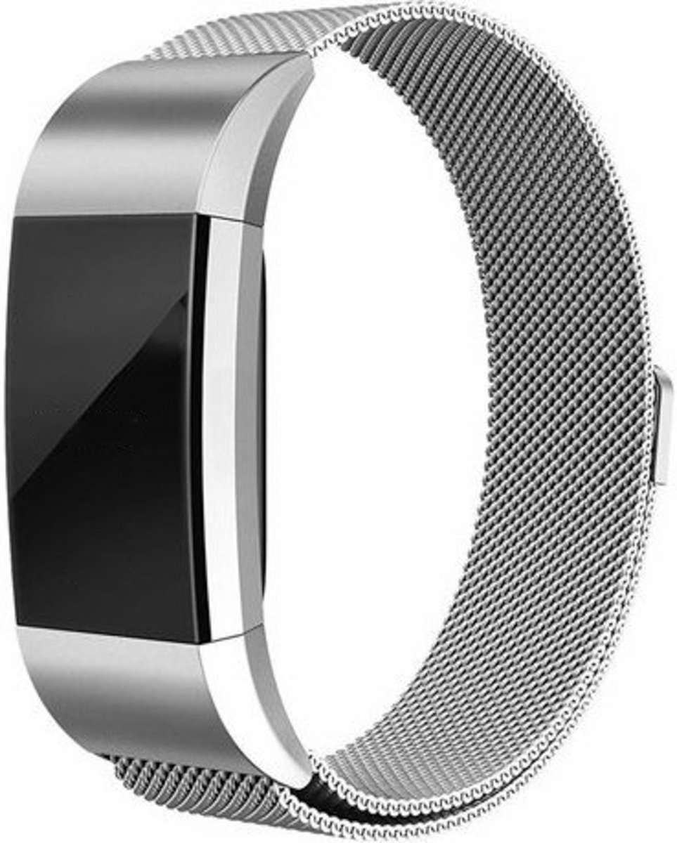 Geschikt voor charge 2 milanese band - zilver - Geschikt voor Fitbit - ML - Horlogeband Armband Polsband