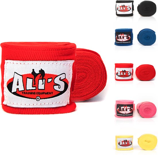 Ali's Fightgear - 1 paar - Rood - 460 cm lang -Bandage boksen - Kickboks bandage - Bandage kickboksen - Bandage - Boxing wraps - Boxing bandage