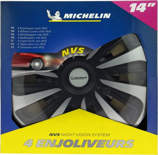 Reflecterende Wieldop Nachtveiligheid MICHELIN 4 Wieldoppen NVS 42 Chroom 14 Inch – Veiligheid & Stijl Voor Je Auto! Michelin Wieldoppen