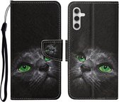 Housse BookCover pour Samsung Galaxy A34 - Chat - Yeux - Zwart