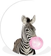 Kinderkamer decoratie - Zebra - Wilde dieren - Roze - Kauwgom - Wandcirkel kinderen - Muurcirkel kinderkamer - Schilderij voor kinderen - ⌀ 60 cm - Kunststof