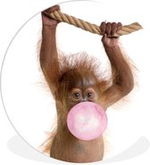 Décoration pour chambres d'enfants - Cercle mural animaux - Singe - Animaux - Orang-outan - Rose - Cercle mural pour chambre d'enfant - Décoration murale - Enfants - ⌀ 90 cm - Plastique
