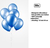 50x Ballonnen 12 inch pearl blauw 30cm - biologisch afbreekbaar - Festival feest party verjaardag landen helium lucht thema
