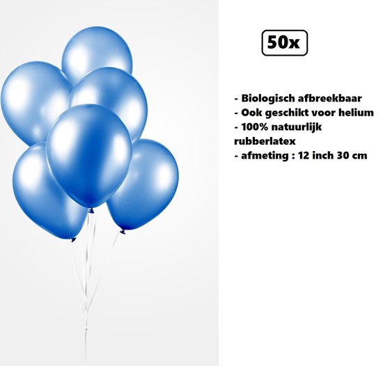 50x Ballons 12 pouces bleu perle 30cm - biodégradables - Festival party  anniversaire