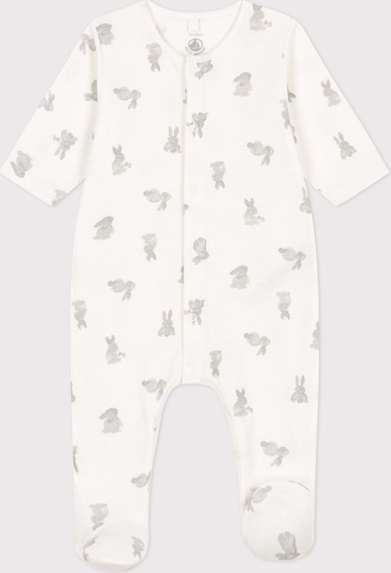 Pyjama Petit Bateau en tubique imprimé lapins Combishort unisexe - Grijs -  Taille 62 | bol
