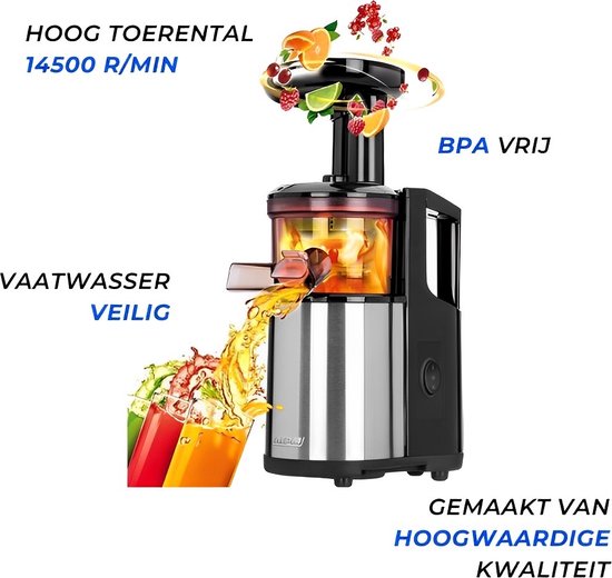 MPM Slow Juicer Sapcentrifuge RVS 1 Liter Slowjuicer bol