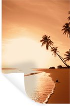 Muurstickers - Sticker Folie - Zonsondergang - Tropisch - Palmboom - Strand - Zee - 20x30 cm - Plakfolie - Muurstickers Kinderkamer - Zelfklevend Behang - Zelfklevend behangpapier - Stickerfolie