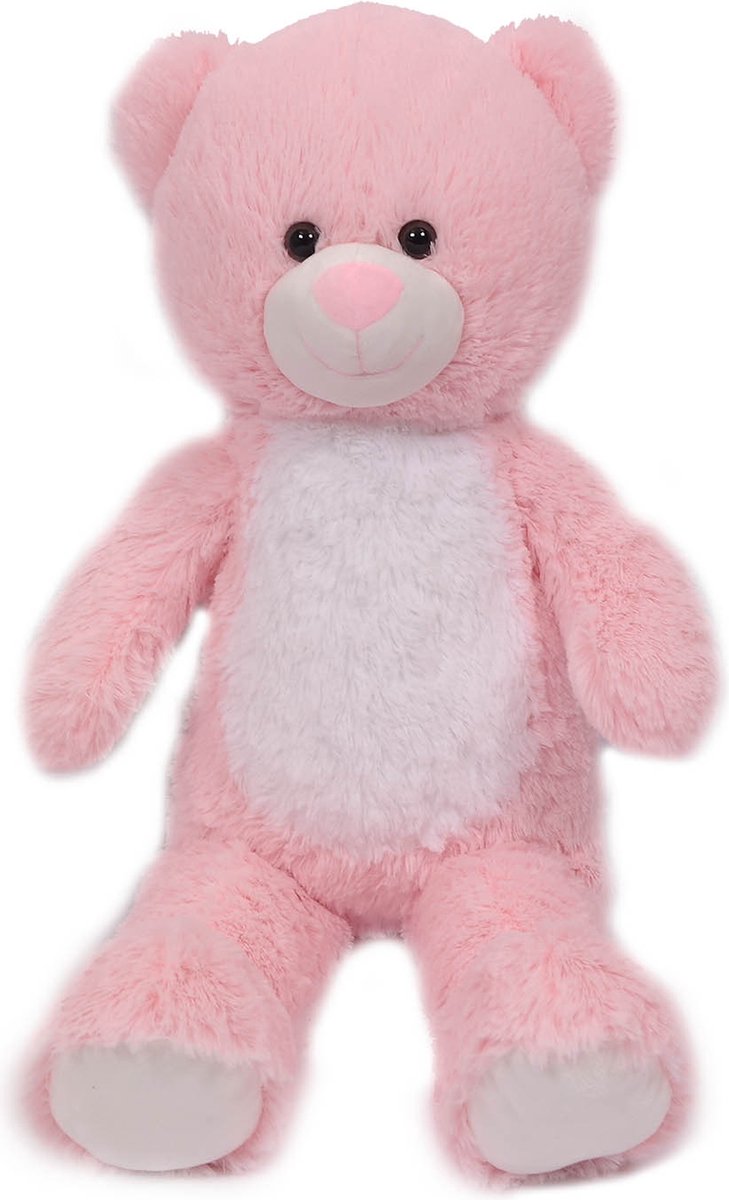 PIA Soft Toys - Pluche Knuffeldier Beer - zittend - roze - 50 cm