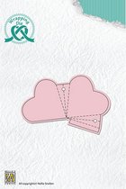 WPD001 Nellie Snellen snijmal - Wrapping Die - tasje hart - giftbox hartvorm - cadeautasje - tasje voor op kaart
