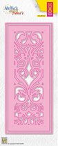 MFD144 snijmal Nellie Snellen - Slimlines ornaments - rechthoek met swirls - ornament - achtergrond swirl & krullen klassiek