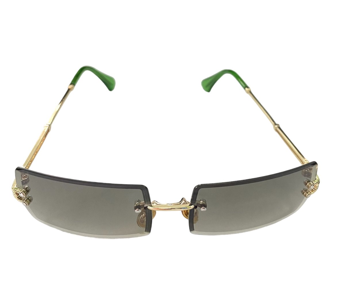 ASTRADAVI Zonnebril - Unisex Sunglasses UV400 - Gouden Metalen frame - Randloos Lenzen - Donkergroen