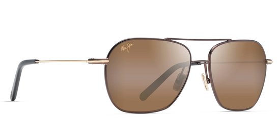 Maui Jim Mano H877-01 Dark Brown w/ Gold Stripe - HCL Bronze