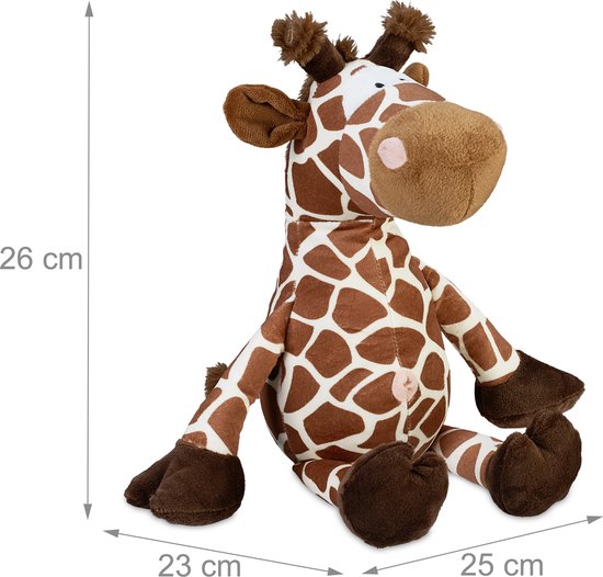 Relaxdays deurstopper giraf - deurstop knuffel - 26 cm- zachte deurstop dier - binnen - Relaxdays
