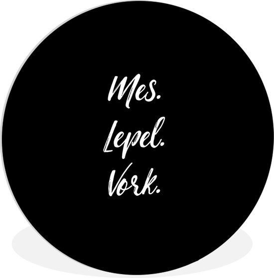 WallCircle - Wandcirkel ⌀ 90 - Quotes - Koken - Spreuken - Mes. Lepel. Vork. - Bestek - Ronde schilderijen woonkamer - Wandbord rond - Muurdecoratie cirkel - Kamer decoratie binnen - Wanddecoratie muurcirkel - Woonaccessoires