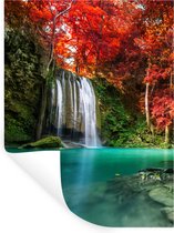 Stickers muraux - Feuille Autocollant - Cascade - Arbre - Rouge - Automne - Water - 90x120 cm - Film Adhésif - Stickers muraux Muraux Chambre Enfant - Papier Peint Auto-Adhésif