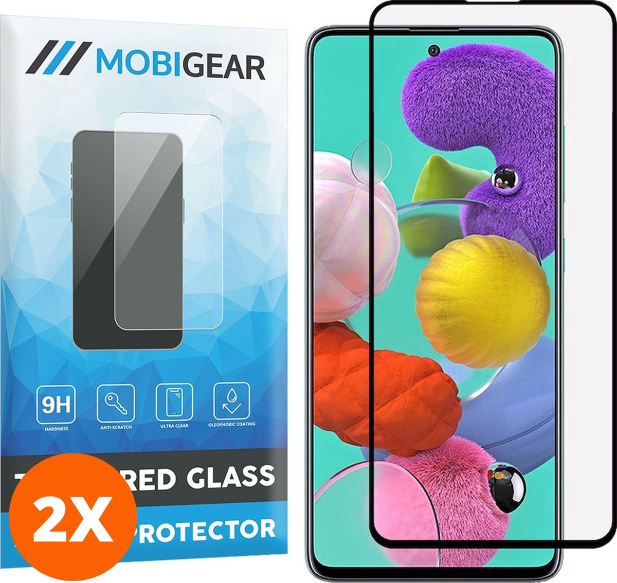 Mobigear Screenprotector geschikt voor Samsung Galaxy A51 Glazen | Mobigear Premium Screenprotector - Case Friendly - Zwart (2-Pack)