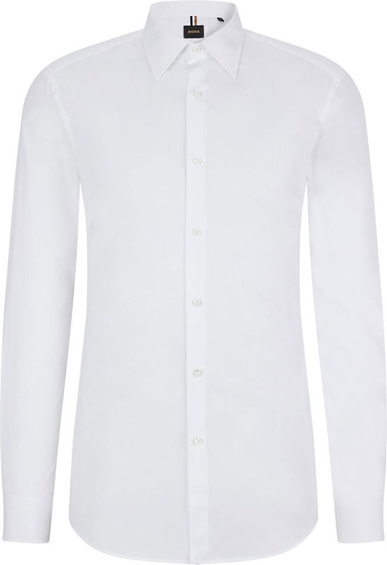 BOSS Hays slim fit overhemd - popeline - wit - Strijkvriendelijk - Boordmaat: 44