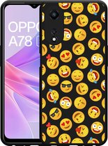 Cazy Hoesje Zwart geschikt voor Oppo A78 5G Emoji
