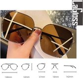 Lagloss® Grote Gradiënt Grijze Dames Zonnebril- Lenskleur Gradiënt Grijs - Zilver montuur