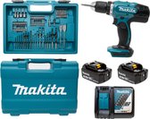 Bol.com Makita DDF453SFX1 18V Li-Ion Boor-/schroefmachine set - 2 accu's en lader - 74-delige accessoireset aanbieding