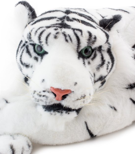 BRUBAKER Tijger Knuffel 60 cm - Liggend Levensechte Knuffel - Koning van de Jungle - Wit van BRUBAKER — afbeelding 2