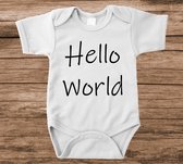 Soft Touch Rompertje met tekst - hello world | Baby rompertje met leuke tekst | | kraamcadeau | 0 tot 3 maanden | GRATIS verzending