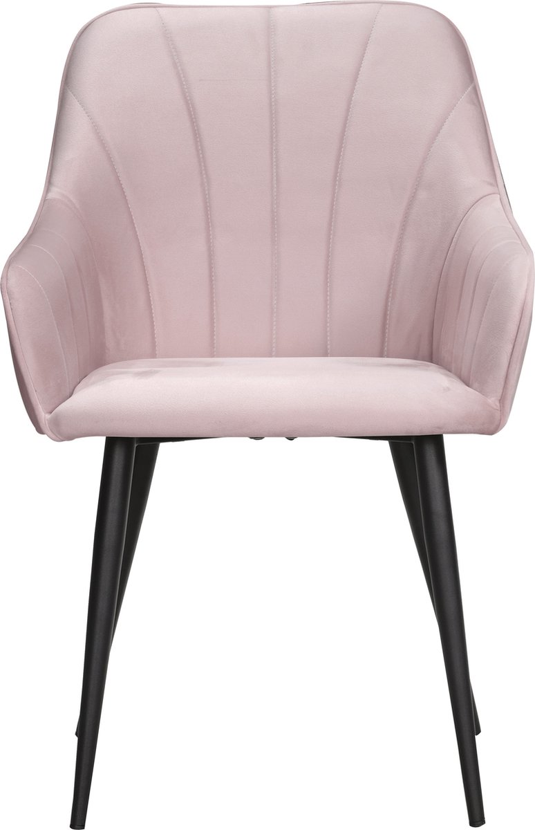 Soof&Tess - Ferrara Eetkamerstoel - Roze - Fluweel - Velvet - Industrieel - Met armleuning - Easy Clean Stoffen - Hoge Kwaliteit