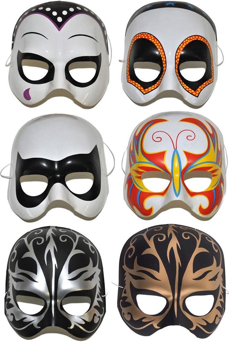 Goedkoopste half masker plastiek 6 ass (1stuk