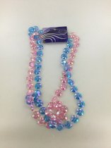 collier de perles bleu/rose