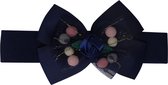 Jessidress® Hoofdband Baby Haarbanden van katoen met Elegante Strik - Donker Blauw