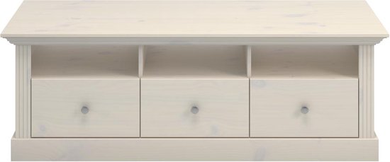 Alonso TV-meubel 3 planken, 3 lades, white washed.